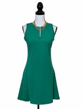MTA Sport Emerald Green Sleeveless Mini Dress with Gold Chain Detail